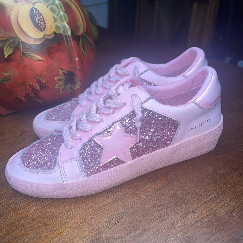 Vintage Havana Alexis 2 Glitter Lace Up Womens Pink Sneakers Casual Shoes Size9